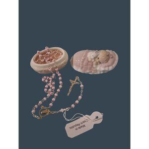 Baby Keepsake Box Trinket Box With Pink Rosary